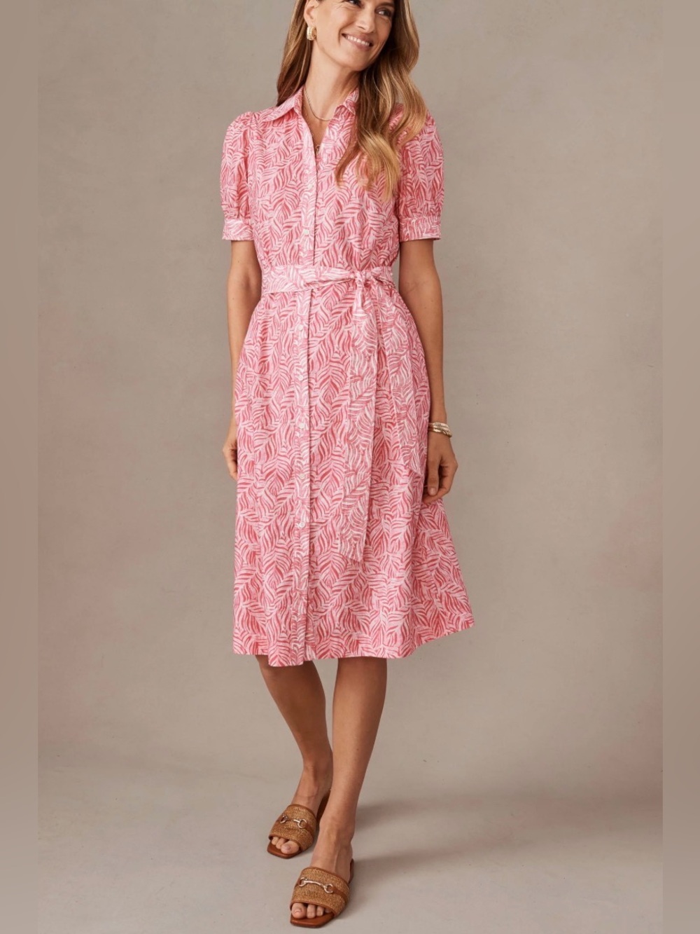 J. McLaughlin Palm Breeze Kirby Dress Size Medium Rose White